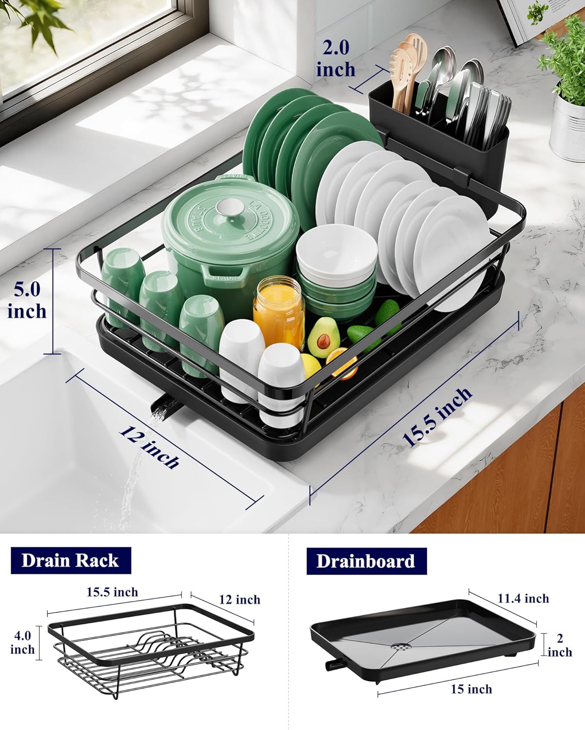 Compact Dish Drying Rack for Small Kitchens image 5