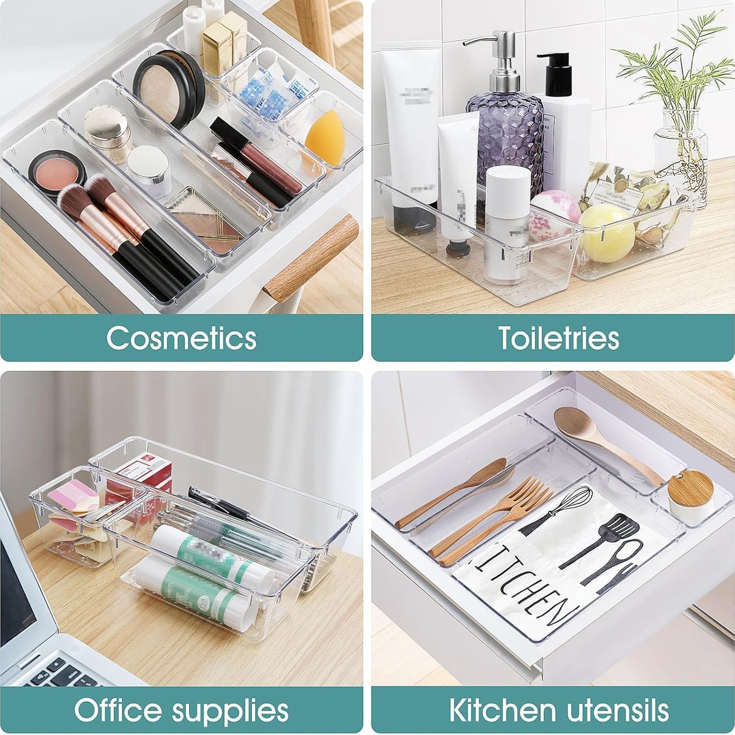 Clear Drawer Organizer Bins Set image 5