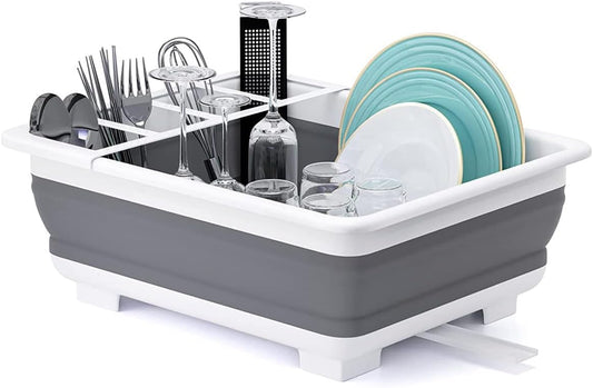 Foldable Dish Drying Basket with Drain Board