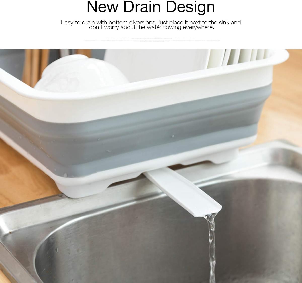 Foldable Dish Drying Basket with Drain Board image 5