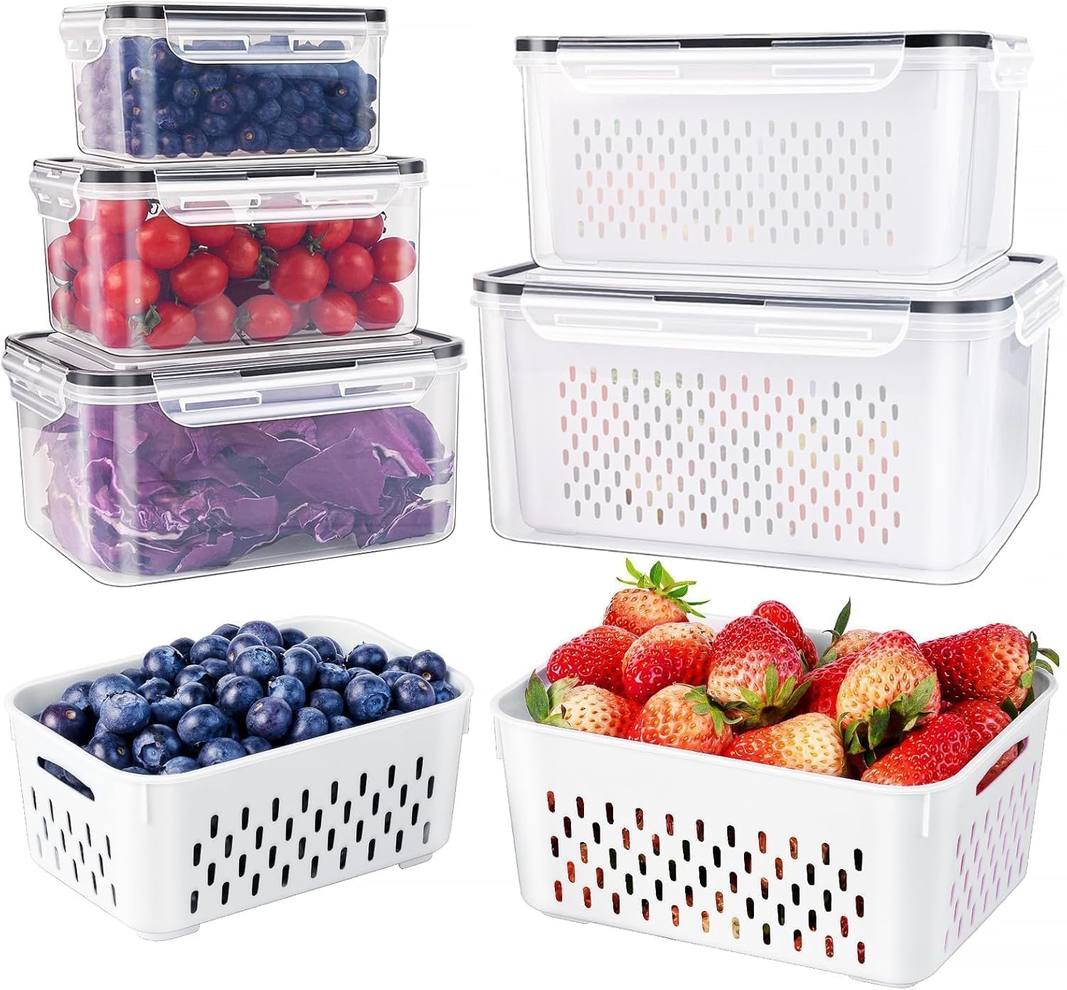 Fruit Storage Containers with Removable Colander