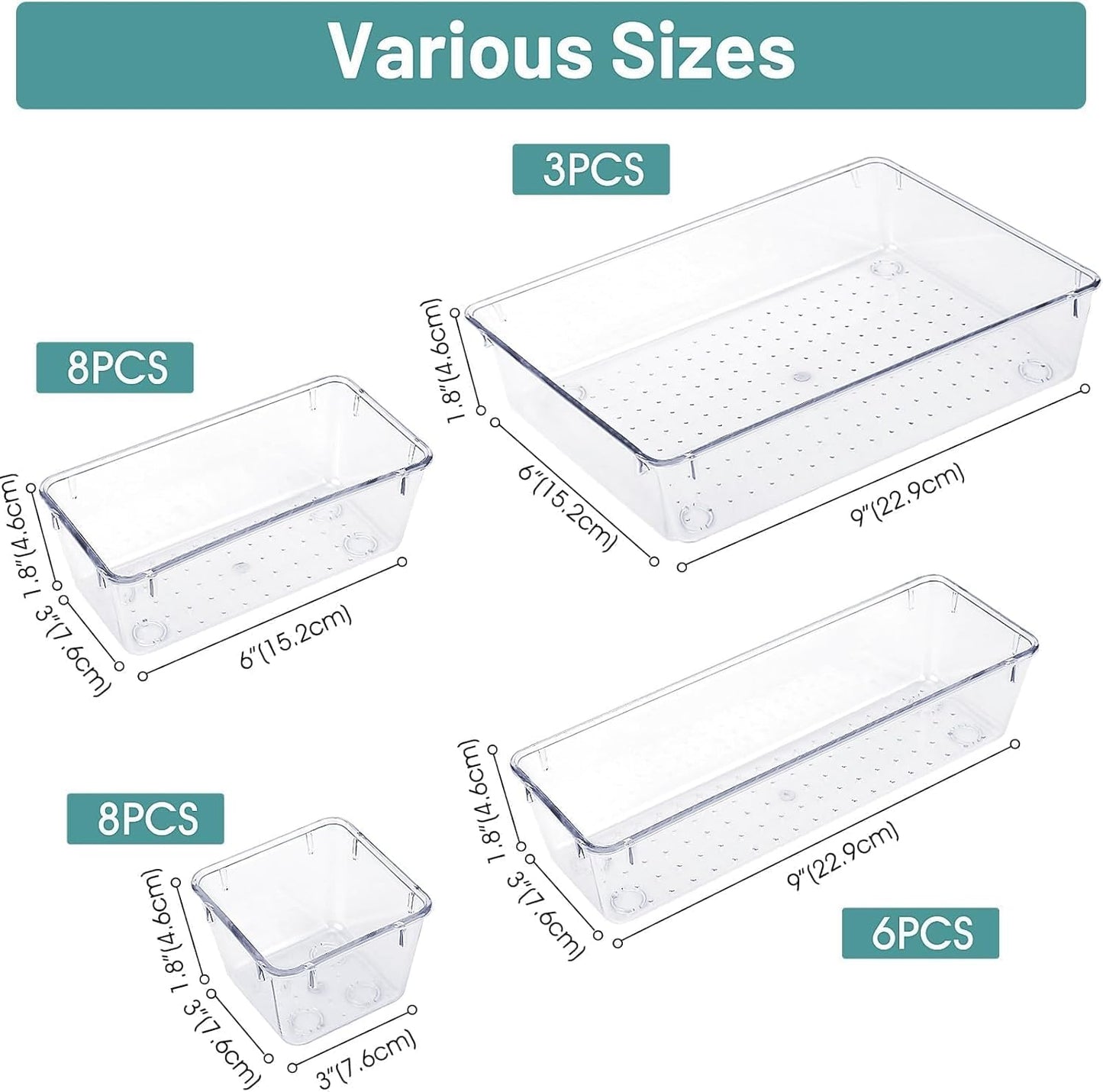 Clear Drawer Organizer Bins Set image 2