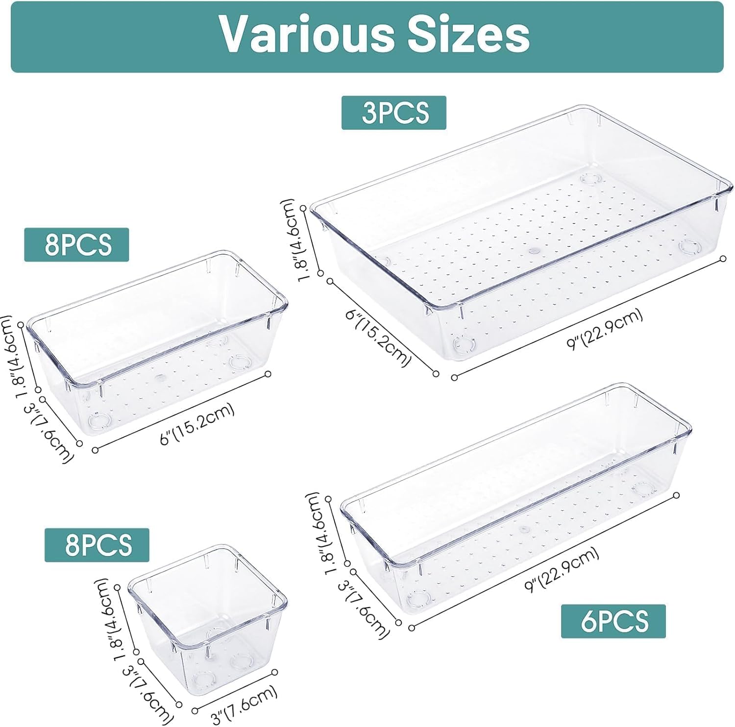 Clear Drawer Organizer Bins Set image 2