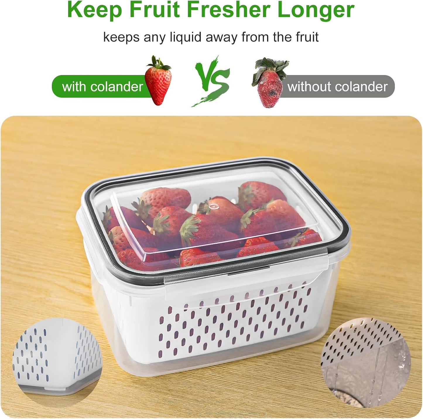 Fruit Storage Containers with Removable Colander image 3