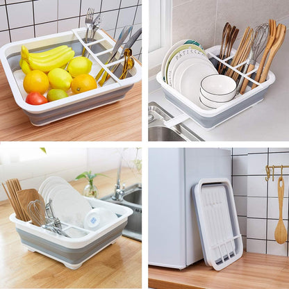 Foldable Dish Drying Basket with Drain Board image 2
