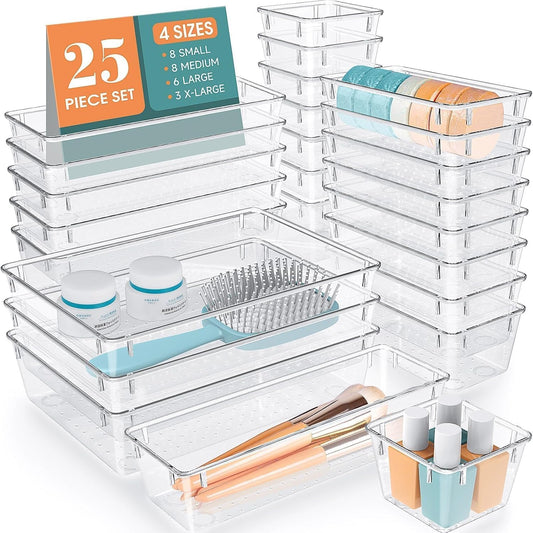 Clear Drawer Organizer Bins Set